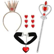 5pcs Queen Style Costume Accessory Set, Includes 1 Shiny Crown, 1 Heart Crown Necklace, Heart Earrings, Queen Wand And Poker Leggings, 1920s Ball Costume Props, Suitable For Cosplay And Costume Party, Applicable For Carnival, Stage Performance, Photography, Valentine's Day Gift, Christmas Gift, Etc. - Multicolor - View 10