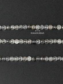 1 Strand Round Black Rutilated Quartz Natural Stones Loose Accessories Beads For Jewelry Making Bracelet Necklace Diy Clothing Decoration Making 3 4mm - Multicolor - View 7