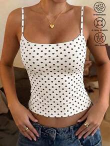 Áo tank top dệt kim ôm sát màu trơn phong cách gợi cảm casual cho nữ Muse Moon, phù hợp tập thể thao, mặc hằng ngày và đi làm - Bánh đế màu mơ với chấm bi nâu. - Xem 1
