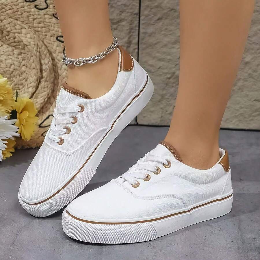 Casual Fashion Versatile Flat Women's Shoes - White - View 1