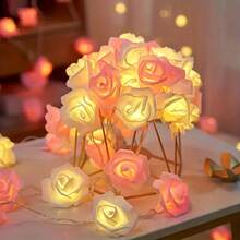 10-Light String Artificial Rose Lights, Suitable For Mother's Day, Backyard, Bar, Cafe Style, Camping Lighting, Patio, Wedding, Bedroom, Birthday Party, Graduation Season, Bar And Garden Decoration (Battery Not Included) - Rose String Lights - View 10