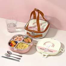 Cute Bento Box Adult, 304 Stainless Steel Lunch Box, Microwavable Food Container With Tableware, Portable Insulated Lunch Container With Handle, Leakproof Lunch Box For Student School, Japanese Bento Box, Metal Lunch Box - Multicolor - View 3