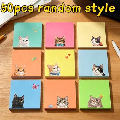 450/300/150/50pcs Macaron Sticky Notes, Random Patterns, Ins Style, Soft And Cute, High Aesthetic, Suitable For Decorating Student Notebooks And Office Memo Pads