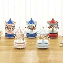 1pc Rotating Carousel Music Box, Mechanical Driven, No Battery Required, Cake Shaped, Gift, Valentine's Day, Christmas Gift, Decorative Ornament - A - View 11