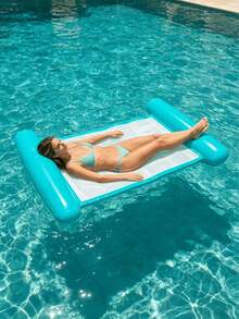 chongqishuishangfuchuang 1pc Inflatable Float, Minimalist Dual Tube Design, Solid Color , PVC Material, Suitable For Water, Pool, Beach, Theme Party, Water Inflatable Float, Water Resting Seat, Inflatable Floating Object, Air Pump Sold Separately - Double-tube Solid Color Floating Bed - View 21