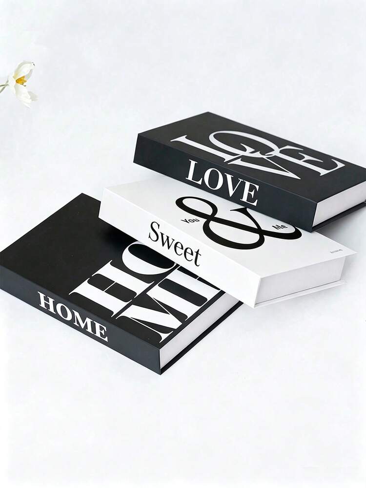 3件/1件 Love+Sweet+Home 裝飾仿真書，溫馨文字家居裝飾，適用於客廳、臥室、電視櫃、層架、牆面、角落、玄關、門廳、桌面分層設計，教師禮物 - 查看 1