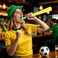 Soccer Ball Vuvuzela Stadium Horns, Plastic Loud Stadium Noise Makers With Lanyard, Football Trumpets For Soccer Games Sports Events Carnival Party Fan Cheering, Noisemakers For Adults - A - View 4