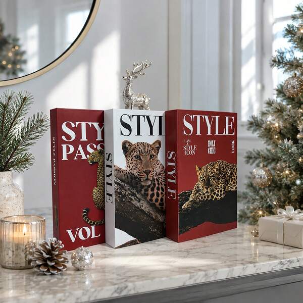 3pcs Set - Modern Style Decorative Books, High-End Hardcover Foldable Decorative Fake Books, Aesthetic Home Decor Ornaments, Perfect For Christmas Home Scene Decoration, Suitable For Bedroom, Study Or Office Bookshelf, Home Decor