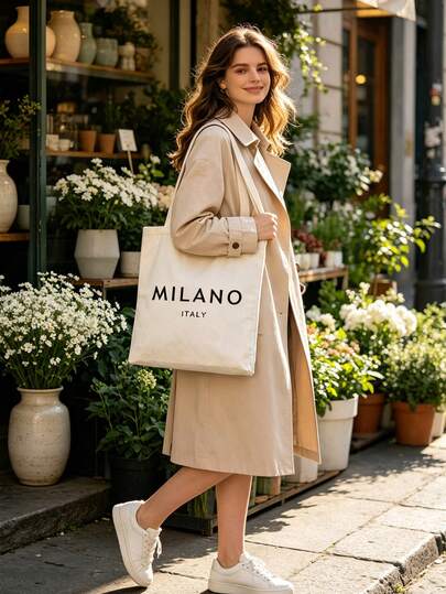 Set Tas Tote Kanvas Milan Italia dengan Kantong Resleting, Tas Belanja dan Tas Kosmetik yang Dapat Digunakan Kembali, Cocok untuk Perjalanan, Sekolah, Belanja, dan Kerja, Sempurna untuk Pelancong, Pelajar, Perjalanan ke London, Wisata, Belanja Sehari-hari, Multifungsi sebagai Tas Tote, Dompet, dan Perlengkapan Sekolah, Suvenir Perjalanan, Hadiah Luar Biasa untuk Teman, Ibu, dan Remaja