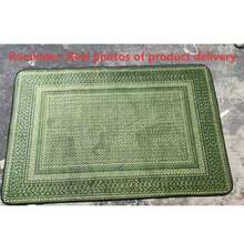 1pc Vintage Olive Green Textured Flannel Rug, Exquisite Multi-Layer Border Pattern, Quiet Elegant Mid-Century Modern Style, Suitable For Bathroom, Entryway, Kitchen, Living Room, Bedroom, All-Season Indoor Use. ⚠️Note: The Pattern Is A Printed Faux Woven Effect, Slight Creases May Occur During Folded Shipping, Which Will Recover After Laying Flat For A While. - 1pc - View 5