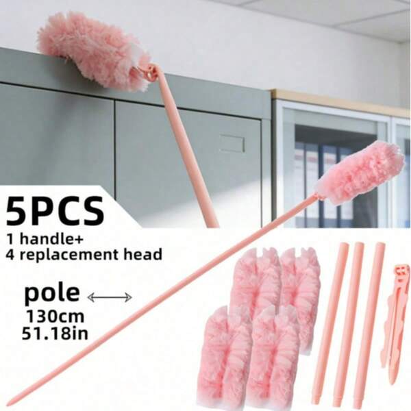 Household Dust Remover Is A Retractable, Electrostatic Adsorption Microfiber Cleaning Tool. It Features A Feather-Shaped Broom Design And Is Used With A Retractable Electrostatic Cleaning Rod. This Long-Handled Tool Is Ideal For Cleaning Ceilings, Floors, Under Beds And Narrow Spaces, And Is Very Lightweight.