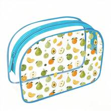 Strawberry Print Transparent PVC Travel Toiletry Bag, Waterproof Zipper Cosmetic Organizer, Summer Clear Makeup Pouch, Portable Travel Essentials - Multicolor - View 11