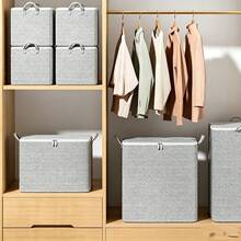 1 Gray Zipper Large Capacity Storage Bag, Clothing Storage Bag, Miscellaneous Storage Bag, Sturdy Handle, Soft Fabric, Suitable For Household Miscellaneous Storage, Clothing Organization, Seasonal Bedding Storage - Grey - View 2