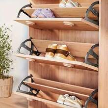 Hot Selling 1 Pair Set Space-Saving 2-Tier Metal Shoe Rack With Drawer Hinges - Durable Boots And Shoes Storage Rack, Suitable For Closet, Bedroom, Dorm - Boots And Shoes Sorting And Organization, Especially Suitable For Closet, Bedroom And Dorm Use - No Cabinet Included, Provides Ideal Shoe Storage Solution | Modern Shoe Rack | Durable Structure, Shoe Storage Organizer, Bedroom Shoe Rack - No Cabinet Included - A - View 2
