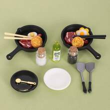 Miniatur Dapur Rumah Boneka dengan Peralatan Masak Realistis, Model Makanan, Wajan Realistis, Steak, Pasta, Botol Minyak, Cocok untuk Adegan Dapur Rumah Boneka, Model Restoran, Model Dapur Mainan, Dekorasi Adegan Miniatur - Beraneka warna - View 1