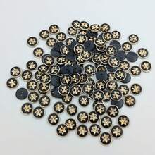20pcs/1.5cm Fashion Personalized Minimalist Round Plastic Bohemian Style Buttons Gold Star 2-Hole Buttons European And American Style Vintage High-End Retro Gold Black Buttons Handmade Sewing High-Quality Buttons DIY Decoration For Clothes Bags Hats Coats Sweaters Pants Shirts - 20pcs/1.5cm Black and Gold Star Pattern Buttons - View 8