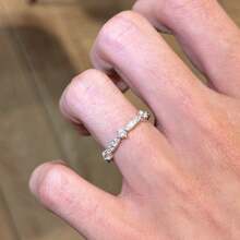 1 pieza Anillo apilable de encaje elegante y de alta gama, diseño único y brillante, anillo minimalista versátil y elegante para mujeres - Anillo de encaje de diamantes brillantes - Ver 9