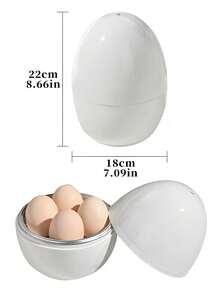 2pcs/Set (Tray + Lid) Latest Microwave Egg Cooker, Portable Aluminum Egg-Shaped Steamer, Creative Egg Cup, Egg Yolk Separator, Soft/Hard Boiled Egg Maker, Compact Design For Quick Breakfast, Suitable For Fitness Enthusiasts, Office, Dorm - Multicolor - View 2