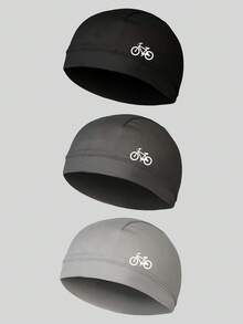 1/3pcs Bicycle Pattern Printed Helmet Liner Cap, Breathable Mesh Sweat-Absorbing Dome Knit Cap, Lightweight Helmet Inner Cap, Suitable For Road Cycling, Motorcycle Riding And Sports - Multicolor - View 7