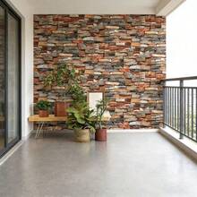 1 Roll Red Brick Pattern Self-Adhesive Wallpaper, Suitable For DIY, Waterproof And Oil-Proof, Kitchen Use, Easy To Clean, Removable, Suitable For Cabinets, Desktops, Cabinet Doors, Furniture Renovation, Bedroom, Living Room. - Brick Pattern - View 2