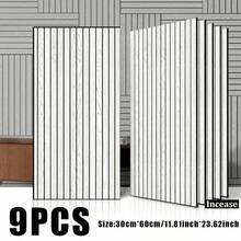 Large Size Detachable Wood Grain Vertical Slat Decorative Wall Panel / Wall Sticker, 30cm*60cm Single Piece Significantly Reduces Seam Gaps, Gentle Low-Residue Design Friendly For Rental Home Renovation, Fully Removable Without Damaging Wall Latex Paint, Vertical Slat Visual Stretch Height, Instantly Removes Oppressive Feeling For Small Apartments - GS-9-piece - View 16