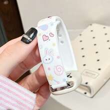 1pc Silicone Strap + 1pc Silicone Protective Case Combo, Cute Cartoon Soft Rabbit Print Silicone Pattern Design, Suitable For Xiaomi Band 10/9/8 Size, Quick Detachable Buckle Design, Supports NFC Version Sharing, Smart Sports Accessory, Couple Matching Strap - Multicolor - View 6