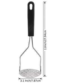 1pc Stainless Steel Potato Masher, Manual Vegetable & Bean Masher, Suitable For Potato, Sweet Potato, Beans And Vegetables, Home Cooking Meal Prep Kitchen Tool, Mother's Day, Spring Cooking - Black - View 10