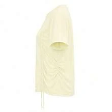Li-Ning Women's Adjustable Drawstring Side Ruched Elastic Quick-Dry Breathable Short Fitness T-Shirt ATSV900 - Mother Of Pearl White - View 7