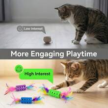 3pcs New Pet Feather Ball Toys, Cat Self-Entertainment Toys, Made Of Realistic Polyester Feathers With Colorful Tassel Feather Design, Interactive Pet Toys - View 3