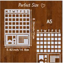 8pcs 5.82 X 8.26 Inch Cream White PET Bullet Journal Stencil, Precision Laser Cut Hollow Reusable Plastic Template, Suitable For A5 Dot Grid Notebook, Scrapbooking, Personal Planner DIY Decoration - 8pcs - View 4