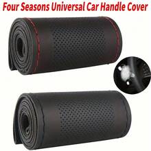 1pc 38cm/15in Hand-Stitched Steering Wheel Cover, DIY Breathable Non-Slip PU Leather Steering Wheel Protector, Includes Needle And Thread, Suitable For Most Car Models, Decorative Modification Accessory, Car Accessory - Multicolor - View 3