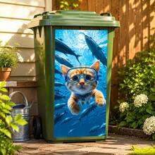 Peel And Stick Waterproof Trash Can Stickers Set – Funny Animal Garbage Bin Decals Outdoor Wheelie Bin Makeover Garden Patio Yard Decor Removable Vinyl Sticker Home Exterior Decor - Fun Trash Can Sticker - View 2
