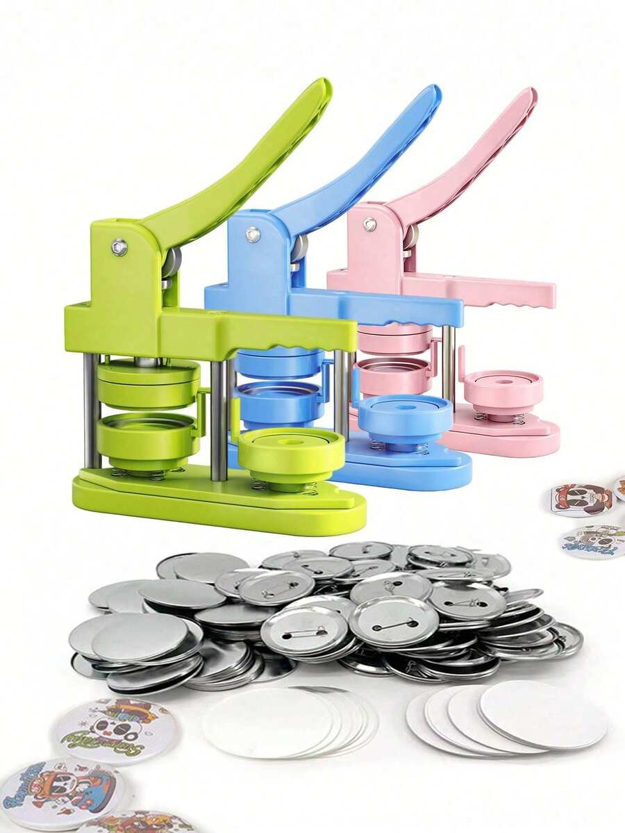 Button Maker Machine 58mm - (3rd Generation) No Installation Required 58mm(2.25 Inch) DIY Badge Button Maker Machine, Comes With 100pcs Button Parts & Images & Round Cutter