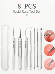 Professional Stainless Steel Double-Ended Blackhead Extractor Tool Set - Professional Double-Ended Extractor, Ergonomic Handle, Suitable For Squeezing Whiteheads, Blackheads, Acne And Facial Cleansing. No Battery Required, Portable Design, Durable Material, Easy To Clean, Essential For Beauty Enthusiasts, Specifically Designed For Skincare - Multicolor - View 15