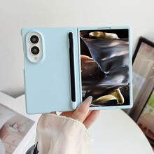 Candy Color Pen Slot Phone Case With 1 Stylus Pen, Hard PC Back Plate Protective Phone Cover Compatible With Samsung Galaxy Z Fold 8 - Baby Blue - View 5