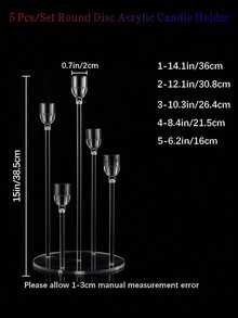 1pc Acrylic 5-Candle Holder Stand Home Decor Wedding Decor Room Decor - Multicolor - View 5