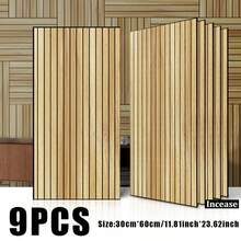 Large Size Detachable Wood Grain Vertical Slat Decorative Wall Panel / Wall Sticker, 30cm*60cm Single Piece Significantly Reduces Seam Gaps, Gentle Low-Residue Design Friendly For Rental Home Renovation, Fully Removable Without Damaging Wall Latex Paint, Vertical Slat Visual Stretch Height, Instantly Removes Oppressive Feeling For Small Apartments - GS-9-piece - View 13