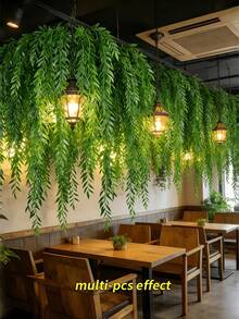 10/5/1pc Artificial Hanging Vine Leaves, Faux Willow Branches, Artificial Greenery Green Leaves Fake Ivy, Suitable For Wall, Balcony, Garden, Wedding, Windowsill, Party Garland Decoration, Home Indoor/Outdoor Garden DIY Basket Flower Pot Filler, UV Resistant - Green - View 5