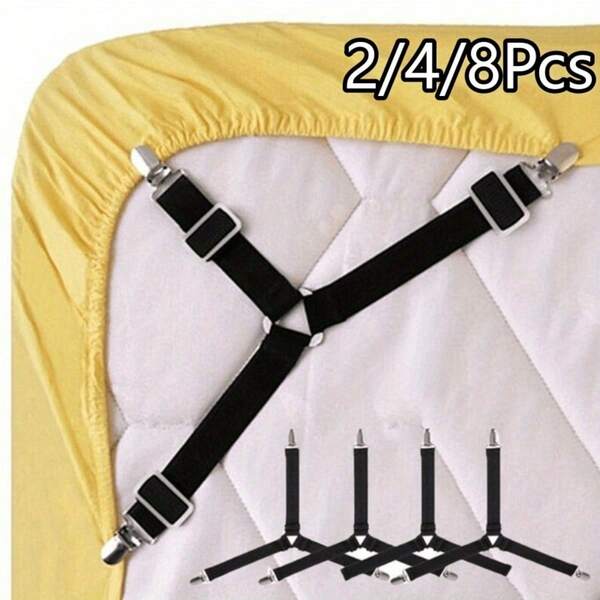 2/4/8Pcs Adjustable Nylon Bed Sheet Straps, Triangle Design, Multi-Purpose Mattress Bed Sheet Mattress Fasteners, Adjustable Clips, Durable Elastic Bands, Mattress Accessories