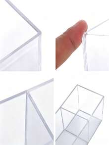 3-Slot Clear Acrylic Makeup Brush Holder, Transparent Desktop Cosmetic Storage Organizer Box - View 4