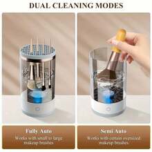 Makeup Brush Cleaner, Auto-Rotating Cozy Luna Brush Cleaner For Deep Cleaning, Upgraded & No Need To Install, One-Click Operation, Suitable For All Of Makeup Brushes (2PCS) - Default-white - View 6
