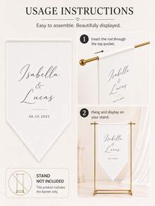 Customized Wedding Welcome Sign, Elegant Calligraphy Design On White Fabric, Personalized Wedding Ceremony Signage, Classic Exquisite Wedding Decor - Multicolor - View 4