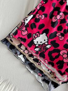 SANRIO 3pcs/Pack Versatile Leopard Print Shorts For Women, Soft & Comfortable Fabric, Loose Fit, Suitable For Daily, Home, Casual Wear - Multicolor - View 5