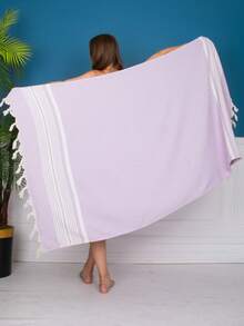2 Pieces %100 Cotton Mykonos Peshtemal, 2 Peshtemals In Same Colour, 2 Peshtemal Suitable For Beach And Home Use - Lilac Purple - View 7