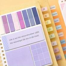 This Sticky Note & Notebook Combo Set Is Convenient To Use, With A Soft And Elegant Morandi Color Palette That's Perfect For Students. The Notebook Features A Self-Adhesive Design, Making It Stylish And Practical For Use As A Student Message Board Or Office Sticky Notes. - one-size - View 6