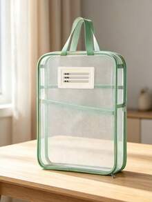 1pc L-Shaped Large Opening Mesh Zipper File Bag, Student Tote Bag For Exams, Tutoring, Homework Storage, 3-Layer Compartment, Large Capacity, Thickened Mesh, Flexible And Wear-Resistant, Storage Bag For Student Homework, Exam Hall, Office And Daily Use - View 11