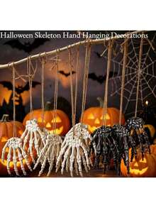 12/4pcs Halloween Skeleton Hand Decor, Scary Atmosphere Hanging Decoration For Fireplace, Window, Theme Party, Home Decor, Tabletop Decoration, Halloween Party Decoration - Multicolor - View 7