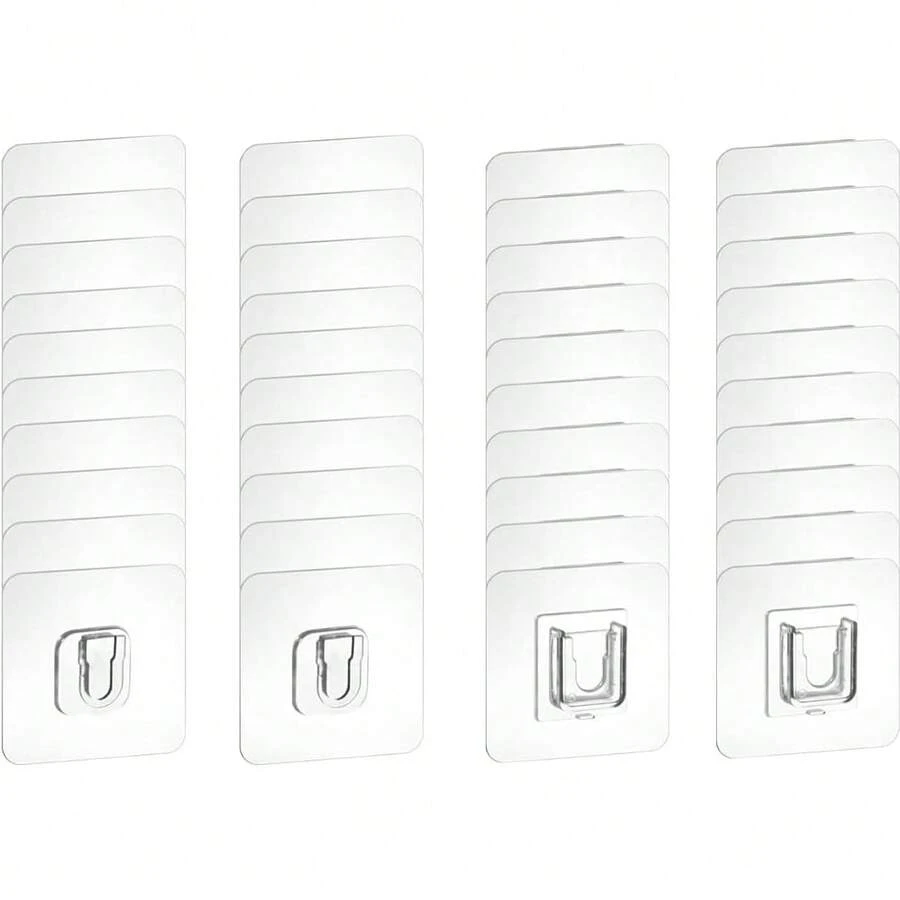 Transparent Unmarked Holeless Installation Snap Clips For Hanging Power Outlets And Picture Frame Decor, Suitable For Bathroom, Kitchen, Office - A - View 1