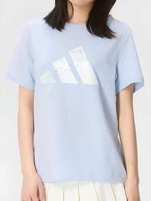 Adidas New Women's Outdoor Sports Casual Short Sleeve T-Shirt - Light Blue - View 2