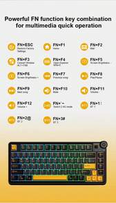 AULA AU75 Customized Mechanical Keyboard, 81 Keys With Knob, Three-Mode Connection (Bluetooth/2.4G Wireless/Wired), RGB Backlight, Gasket Structure, Full Hot-Swappable, PBT Keycaps, 4000mAh Battery, Suitable For Gaming And Office - View 10